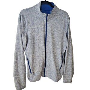 C9 Champion Womens XL Full Zip Duo Dry Cardio Jacket Blue Stripe Thumb Holes